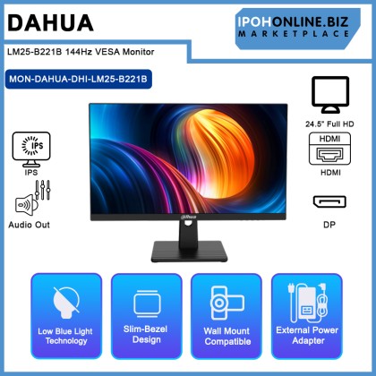 Dahua LM25-B221B 24.5" IPS FHD 144Hz VESA Monitor (DP, HDMI, Audio Out) Dahua LM25-B221B 24.5" IPS FHD 144Hz VESA Monitor (DP, HDMI, Audio Out)